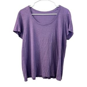Eileen Fisher Purple Linen Slub Knit Scoop Neck Short Sleeve Tee Shirt Petite L